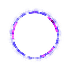 Naklejka premium Abstract purple glowing circle frame, futuristic digital light ring on white background, neon violet halo border for tech logo design