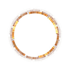 Naklejka premium Circular arrangement of golden wood pieces isolated on a transparent background for minimalist design and abstract creative composition.