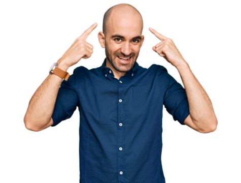 Young hispanic man wearing casual clothes smiling pointing to head with both hands finger, great idea or thought, good memory