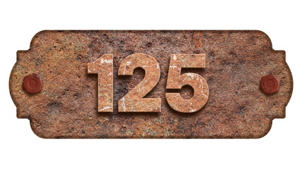 Number 125 singboard rusty background