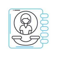 contact book line icon, outline symbol, vector illustration, concept sign