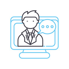conference line icon, outline symbol, vector illustration, concept sign