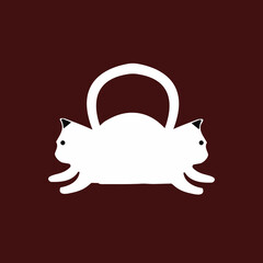 Two white cat  vector logo