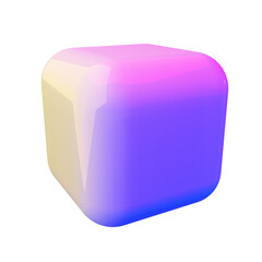 Abstract cube 3d png element. Isolated simbol of gradient futuristic geometric figure illustration. Modern color illustration.