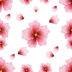 Pink hibiscus seamless digital paint pattern by Marisa Taryn