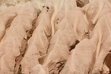Rose valley in Goreme. Picturesque rock formation. Cappadocia, Turkey