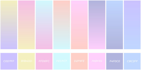 Stylish pastel gradient set color pick Pastel pallete set. Trendy gradient set pallete