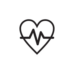single heartbeat pulse line icon, simple medical signage