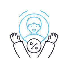 customer retention rate line icon, outline symbol, vector illustration, concept sign