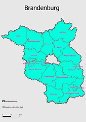 Karte Administrative Gliederung Bundesland Brandenburg Landkreise und kreisfreie Städte