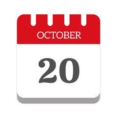 October 20 calendar flat icon