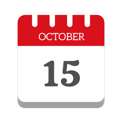October 15 calendar flat icon
