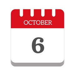 October 6 calendar flat icon