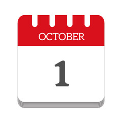 October 1 calendar flat icon