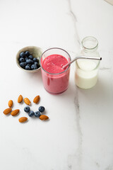 Fresh berries and almond milk smoothie healthy food