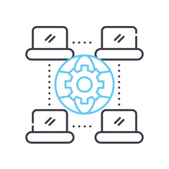 data sharing line icon, outline symbol, vector illustration, concept sign