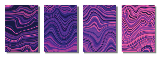 Abstract psychedelic groovy set background.