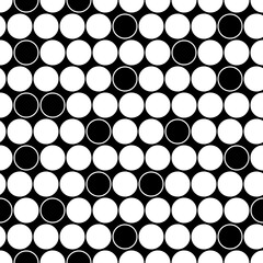 Circles pattern. Dots seamless ornament. Dot motif. Circular figures backdrop. Rounds background. Dotted wallpaper. Digital paper,web design, abstract image, textile print, vector illustration.