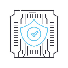cyber defence line icon, outline symbol, vector illustration, concept sign