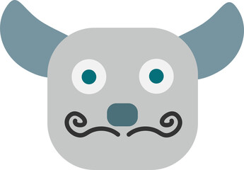 Set of cute cartoon buffalo in various poses on white background.