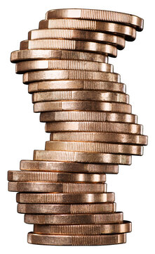 stack of coins isolated on white