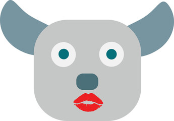 Set of cute cartoon buffalo in various poses on white background.