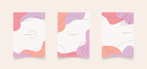 Set of minimalist hand drawn fluid shapes background