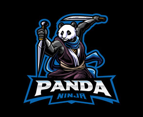 Panda ninja mascot logo design