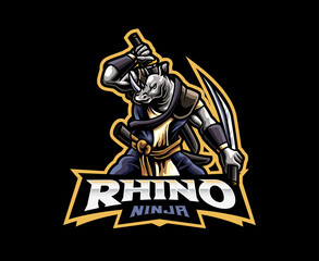 Rhino ninja mascot logo design