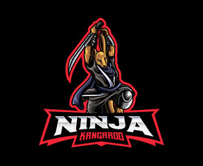 Kangaroo ninja mascot logo design
