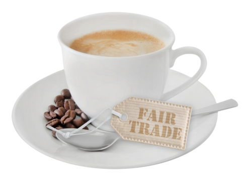 1 cup of coffee and label isolated on transparent background - Powered by Adobe