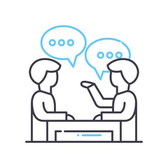 discussion line icon, outline symbol, vector illustration, concept sign