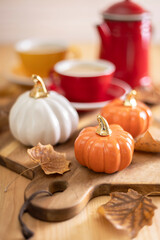 beautiful autumn background with pumpkins