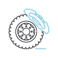 disc brake line icon, outline symbol, vector illustration, concept sign