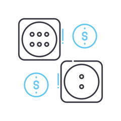 dice line icon, outline symbol, vector illustration, concept sign