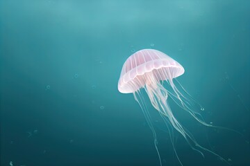 Jellyfish is a kind of Marine life, very beautiful. 3d render, Raster illustration.