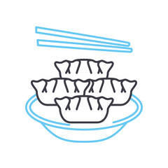 dumplings line icon, outline symbol, vector illustration, concept sign