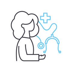 doctor line icon, outline symbol, vector illustration, concept sign
