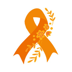 National Bullying Prevention Month October web banner. Orange support and awareness ribbon symbol. Vector illustration