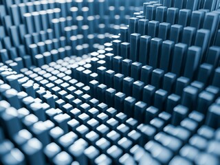 Fototapeta premium 3d render of abstract data structure, blocks landscape 
