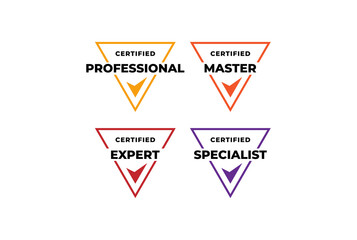 Triangle Certified Badge Emblem Label logo design for company training badge certificates to determine based on criteria vector illustration template