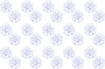 Seamless pattern of painted peonies. Faded pastel pinks, yellows, blues.