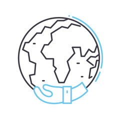 ecological planet line icon, outline symbol, vector illustration, concept sign