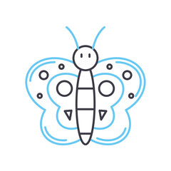 easter butterfly line icon, outline symbol, vector illustration, concept sign