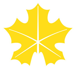 Maple leaf icon. Yellow autumn symbol. Fall season logo