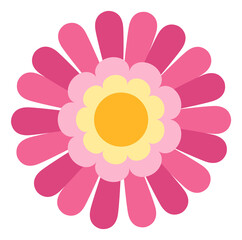 Pink flower. Garden blossom in decorative cute style