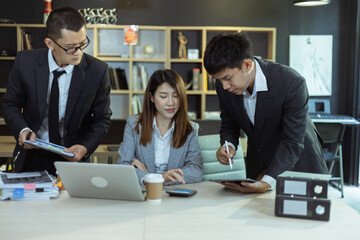Team of business people working together in the office, Business teamwork concept.