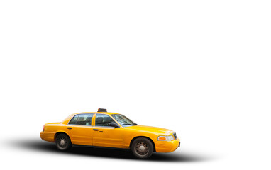 Yellow Cab with shadow - obrazy, fototapety, plakaty
