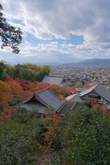 scenic viewpoint of kyoto from the mountainside in autumn in Japan