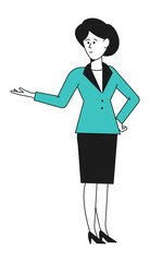 Business woman shows. Office worker demonstration hand sign